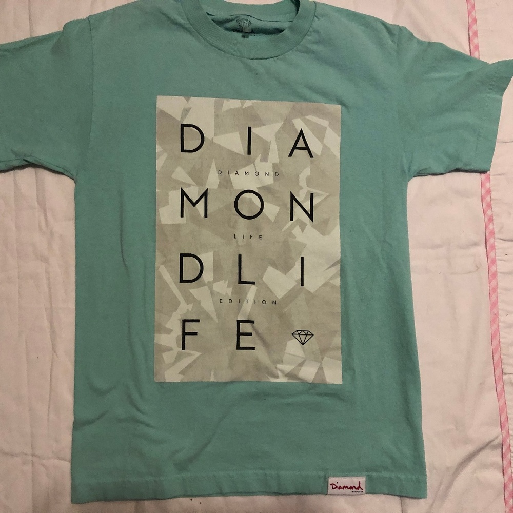 Diamond Mens Graphic Blue Tshirt Sz S